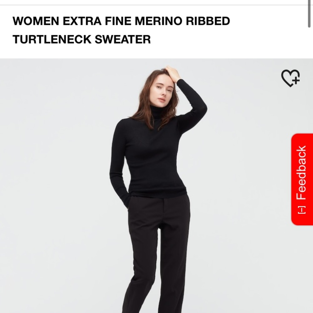 Uniqlo merino wool turtleneck sweaters in size M black and caramel colors